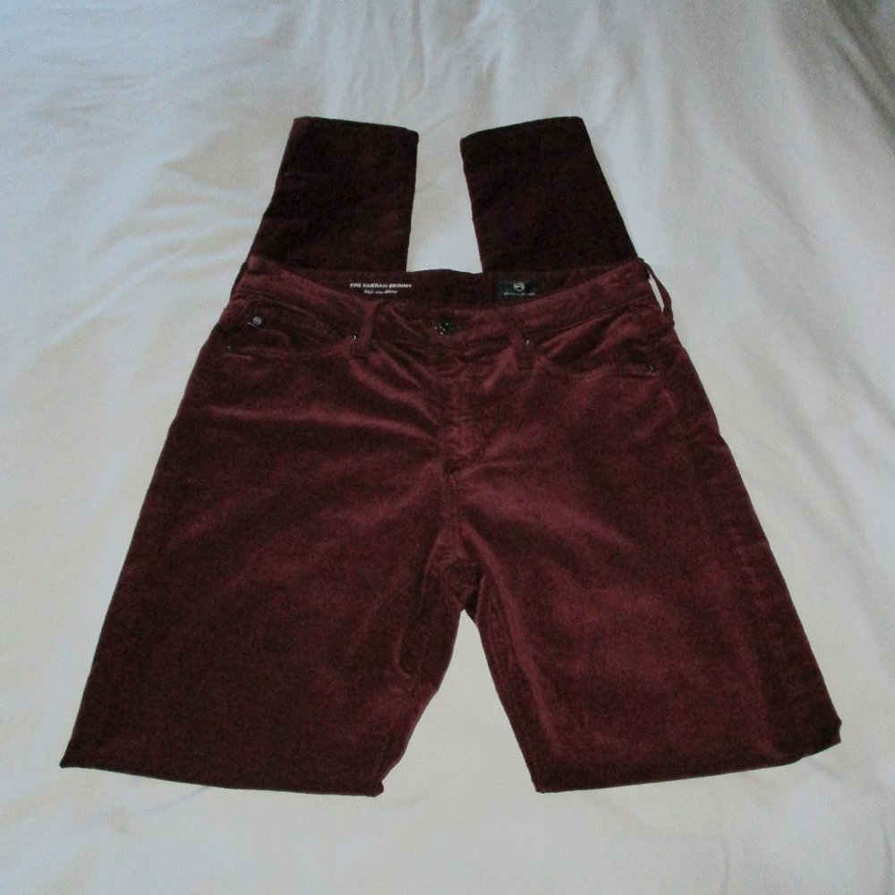 ADRIANO GOLDSCHMIED Maroon Stretch Velvet Skinny Jeans